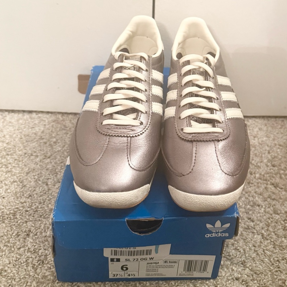 Adidas SL 72 OG Sneakers - Silver Leather Women Size 6 - Picture 9 of 9